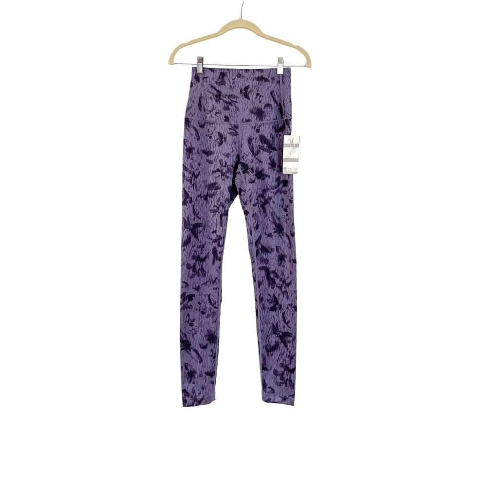 Zella Renew Ultra High Waist Leggings Purple Cadet Mono Floral Size Small NWT - Picture 2 of 3